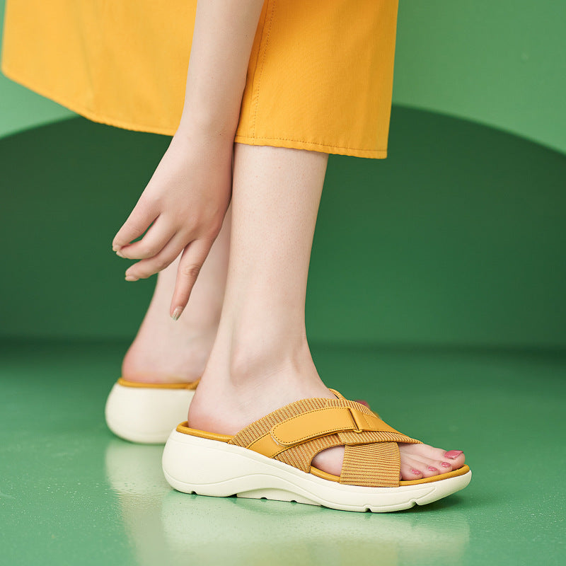 Walking Sandals for Women, Thick-Soled Velcro Sport Comfort Slides