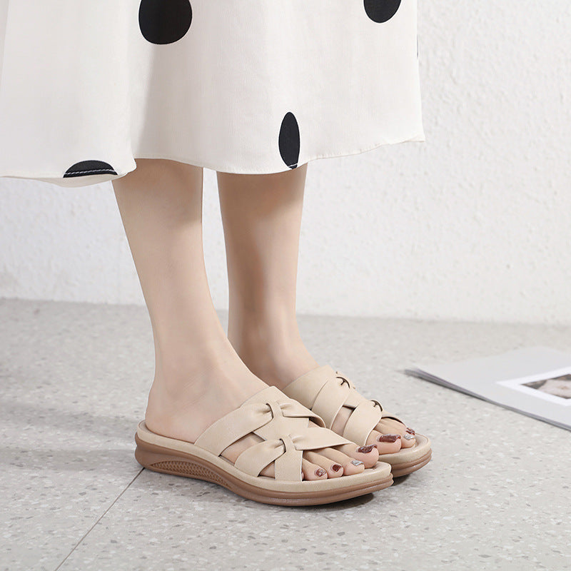 Wide Width Wedge Sandals for Women, Plus Size Retro Casual Comfort Slides