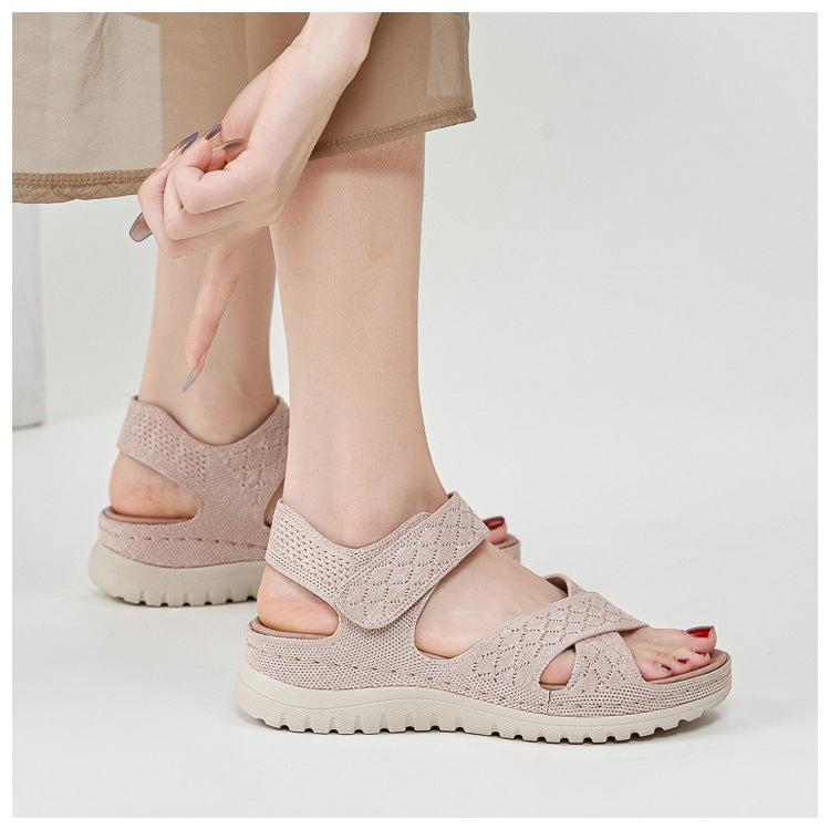 Cutout Platform Sandals for Women, Hook-and-Loop Orthopedic Walking Slides