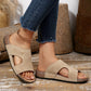 Cork Wedge Slide Sandals for Women - Lightweight Retro Platform Slippers
