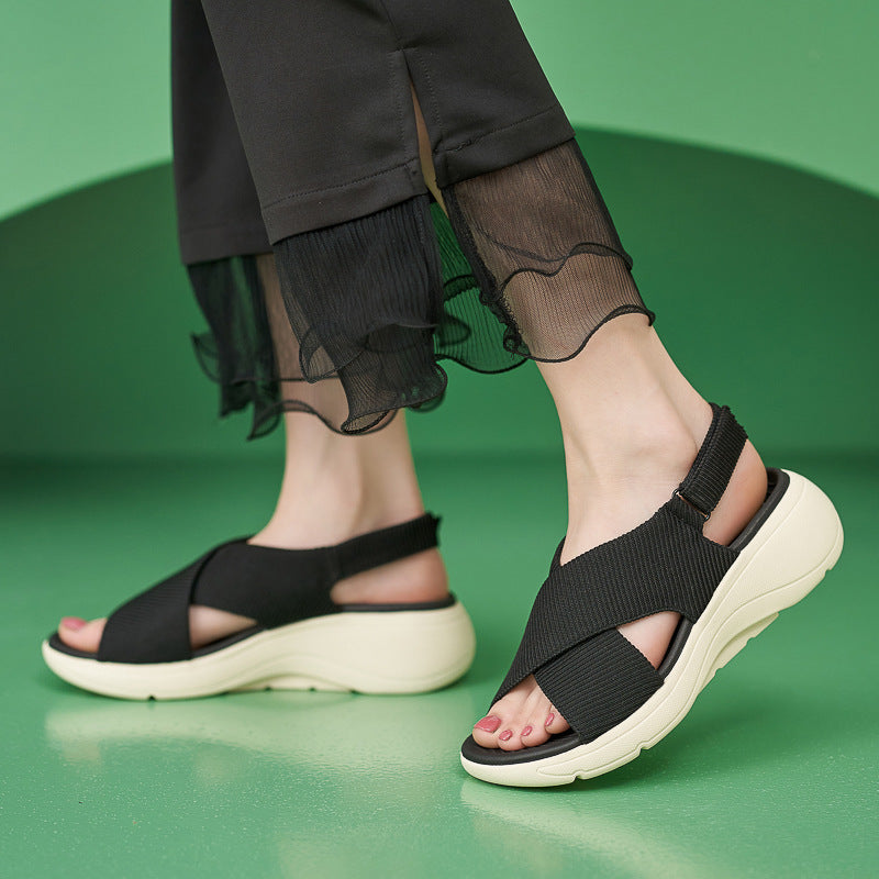 Orthopedic Walking Sandals for Women, Thick Sole Velcro Arch Support Slides