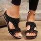 Slide Sandals for Women - Wedge Platform with Carved Cutout Design
