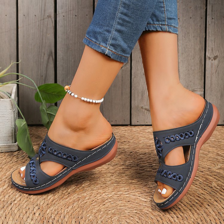 Cutout Wedge Sandals for Women - Comfortable Platform Summer Slides
