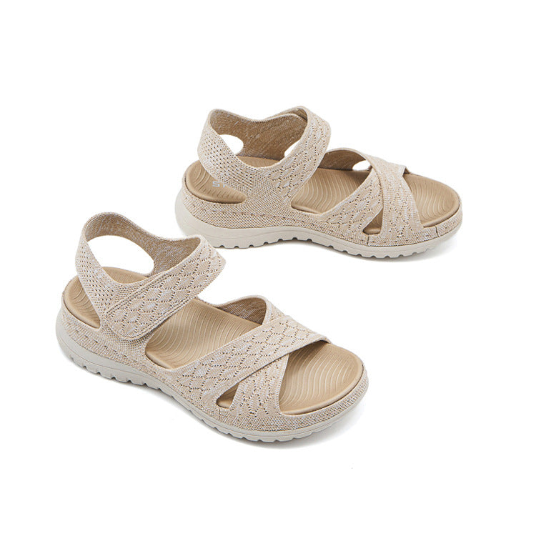 Cutout Platform Sandals for Women, Hook-and-Loop Orthopedic Walking Slides