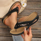 Wedge Flip Flops for Women - Comfortable Thong Sandals with Metal Buckle Detail