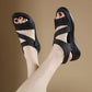 Platform Sandals for Women, Lightweight Rhinestone Velcro Summer Slides
