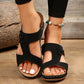 Slide Sandals for Women - Wedge Platform with Carved Cutout Design