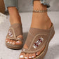 Embroidered Wedge Flip Flops for Women - Lightweight Summer Thong Sandals