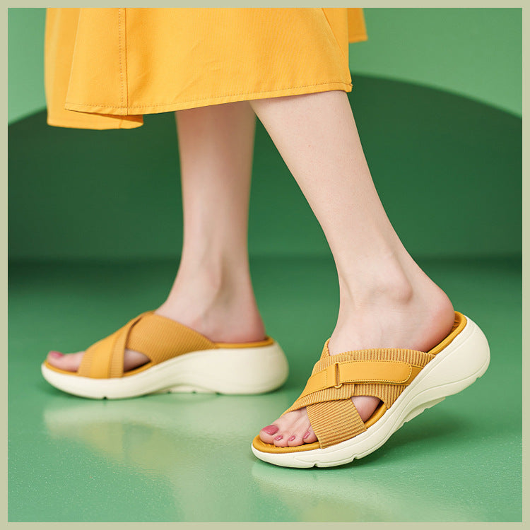 Walking Sandals for Women, Thick-Soled Velcro Sport Comfort Slides