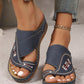 Embroidered Wedge Flip Flops for Women - Lightweight Summer Thong Sandals