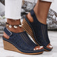 Walking Sandals for Women - Adjustable Strap Wedge with Cutout Design