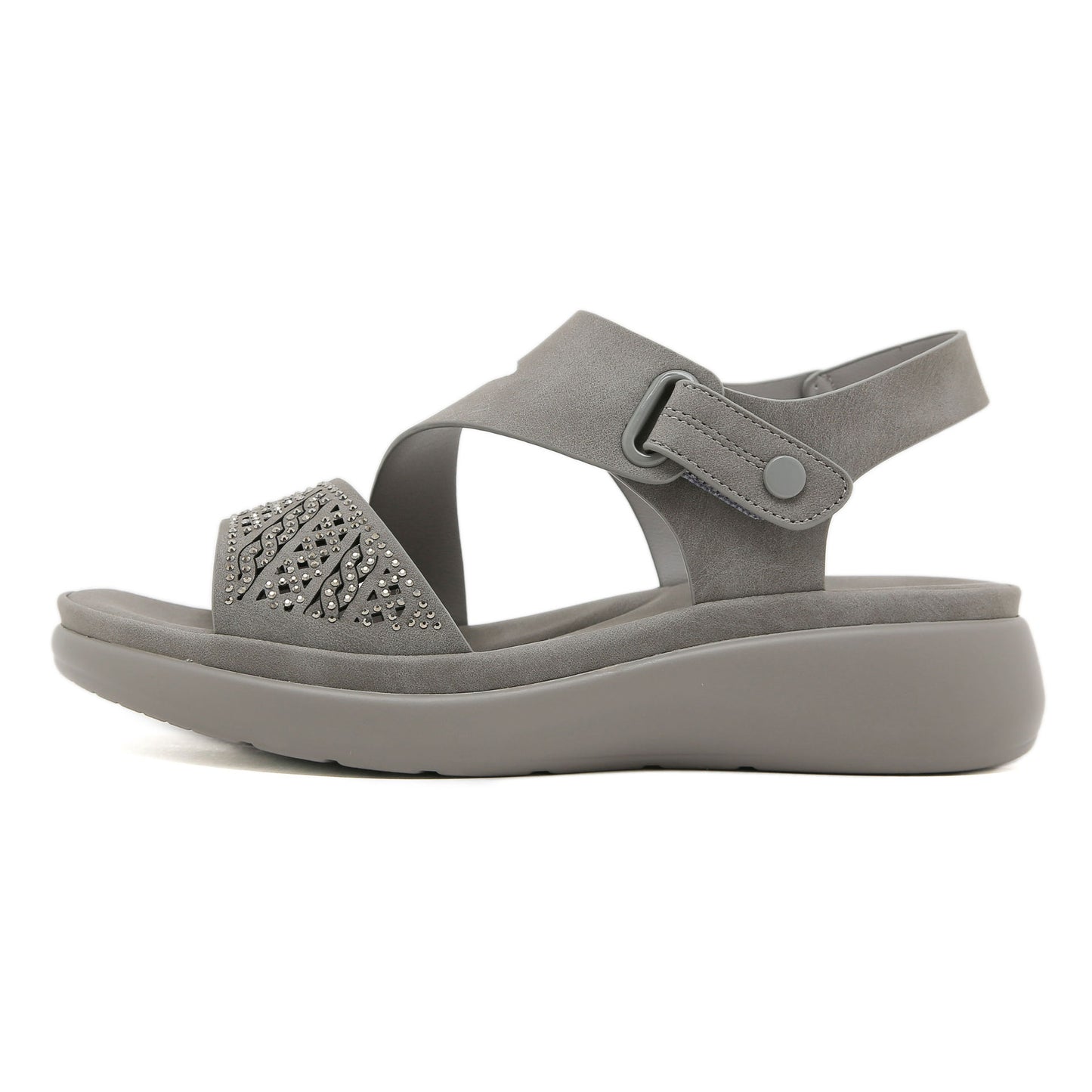 Platform Sandals for Women, Lightweight Rhinestone Velcro Summer Slides