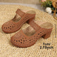 Slide Sandals for Women - Chunky Heel Mules with Breathable Cutout