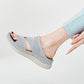 Breathable Platform Sandals for Women, Cutout Velcro Summer Comfort Slides