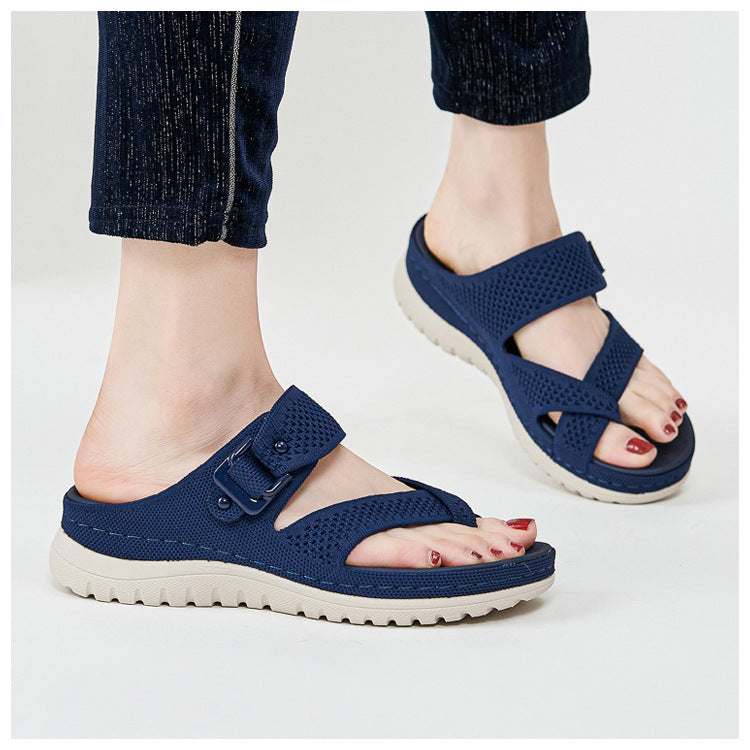 Sport Platform Sandals for Women, Ventilated Cutout Summer Walking Slides