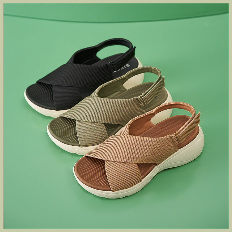 Orthopedic Walking Sandals for Women, Thick Sole Velcro Arch Support Slides