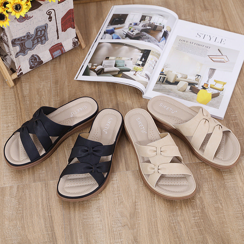 Wide Width Wedge Sandals for Women, Plus Size Retro Casual Comfort Slides