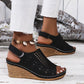 Walking Sandals for Women - Adjustable Strap Wedge with Cutout Design