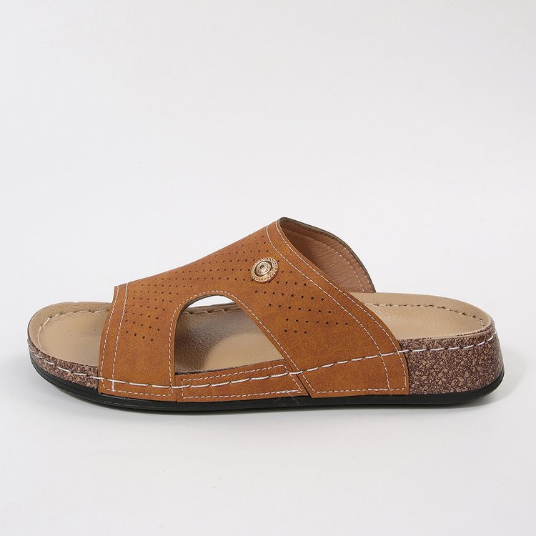 Cork Wedge Slide Sandals for Women - Lightweight Retro Platform Slippers