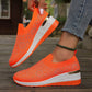 Comfortable Wedge Sneakers for Women - Rhinestone Flyknit Slip-On