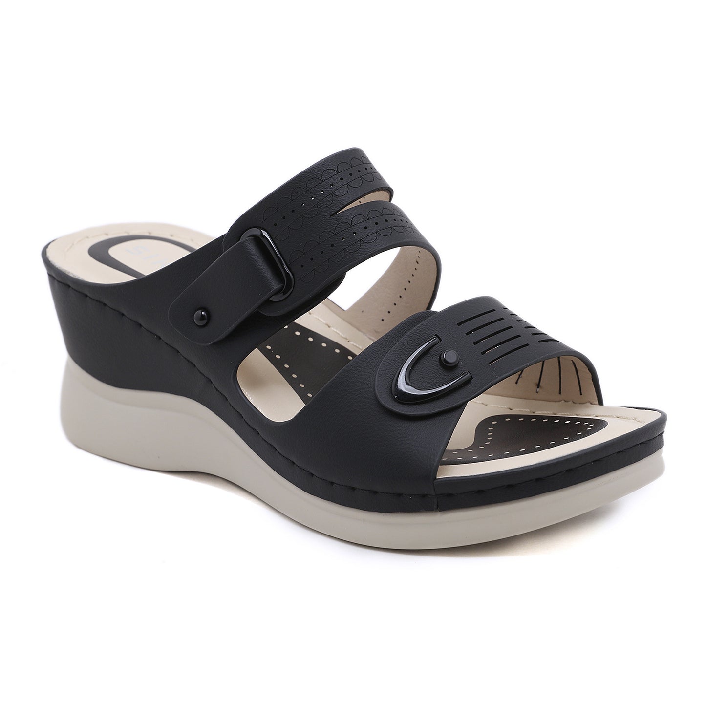 Wedge Beach Sandals for Women, Casual Summer Open Toe Walking Slides