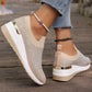 Comfortable Wedge Sneakers for Women - Rhinestone Flyknit Slip-On