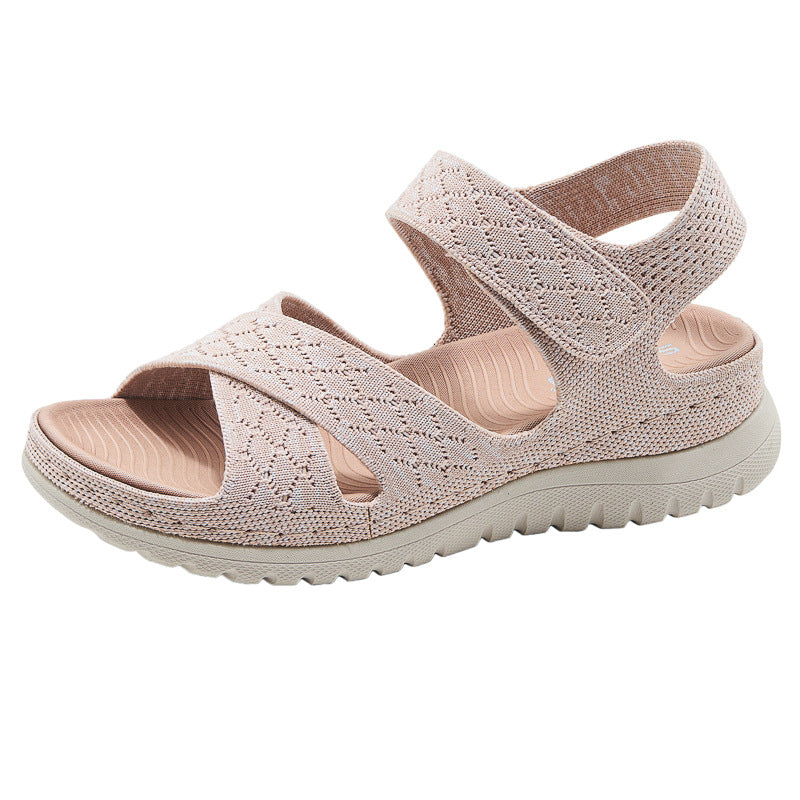 Cutout Platform Sandals for Women, Hook-and-Loop Orthopedic Walking Slides