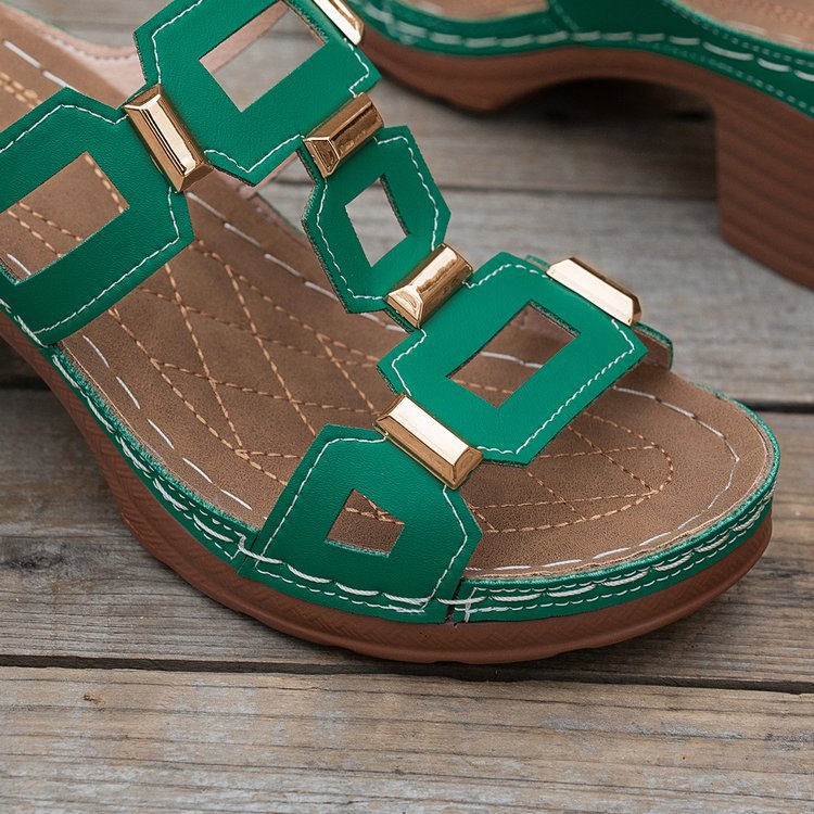 Chunky Heel Slide Sandals for Women - Lightweight Platform Summer Slippers