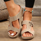 Slide Sandals for Women - Wedge Platform with Carved Cutout Design