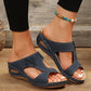 Slide Sandals for Women - Wedge Platform with Carved Cutout Design
