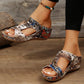 Slide Sandals for Women - Wedge Platform with Carved Cutout Design