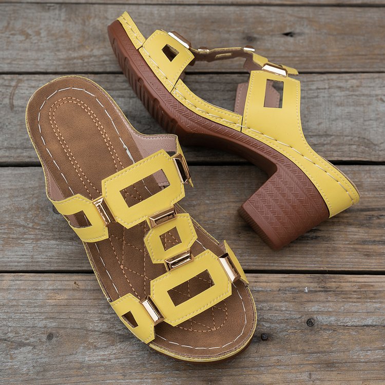Chunky Heel Slide Sandals for Women - Lightweight Platform Summer Slippers