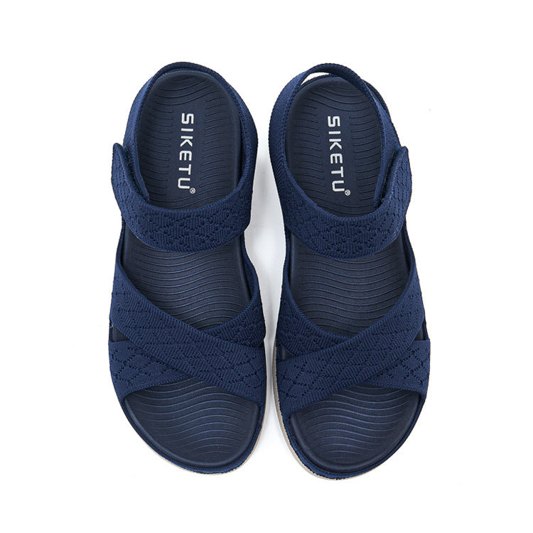 Cutout Platform Sandals for Women, Hook-and-Loop Orthopedic Walking Slides