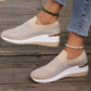 Comfortable Wedge Sneakers for Women - Rhinestone Flyknit Slip-On