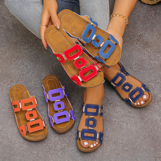 Platform Wedge Sandals for Women - Comfortable Summer Slides with Cushioned Footbed