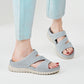 Breathable Platform Sandals for Women, Cutout Velcro Summer Comfort Slides