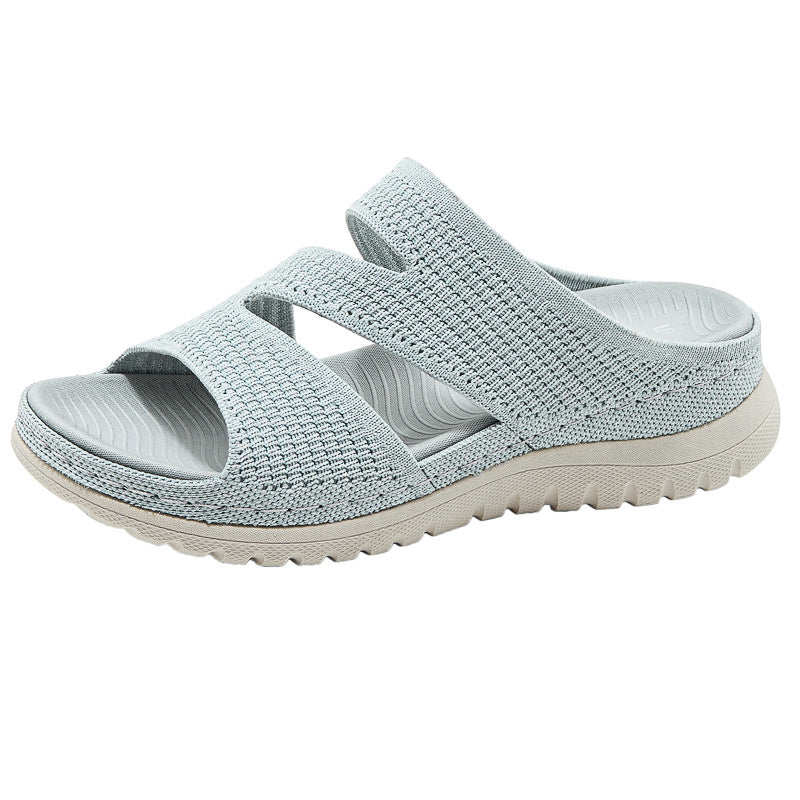 Breathable Platform Sandals for Women, Cutout Velcro Summer Comfort Slides