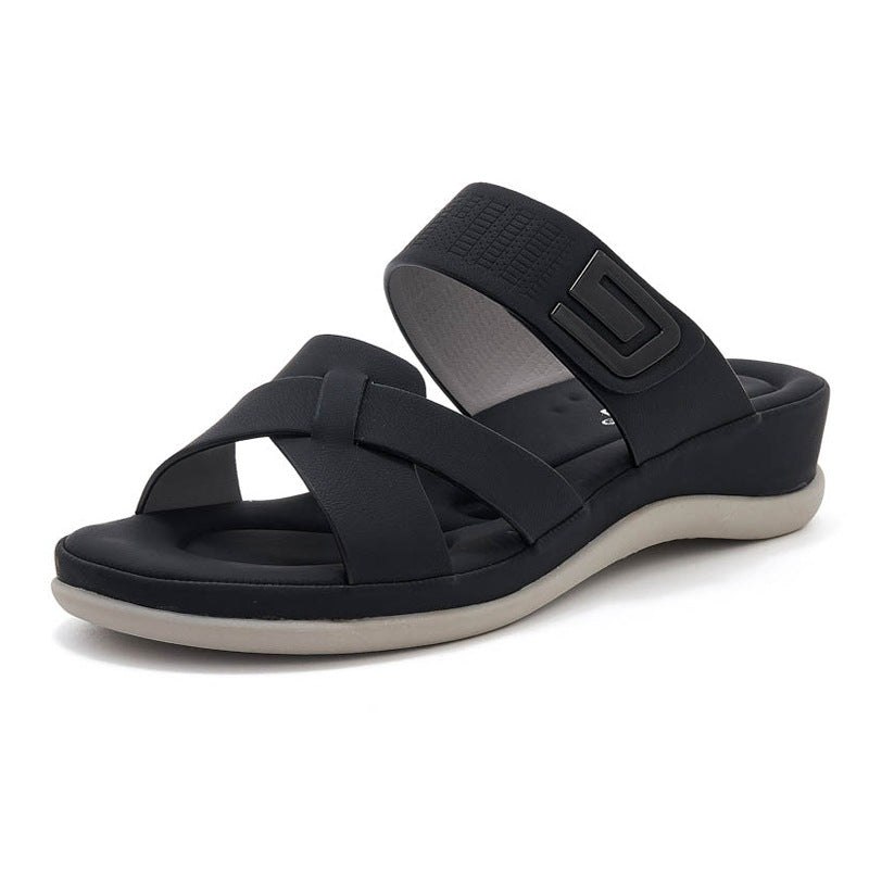 Plus Size Sport Sandals for Women, Plaid Thick Sole Casual Walking Slides