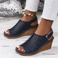 Walking Sandals for Women - Adjustable Strap Wedge with Cutout Design
