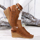 Walking Sandals for Women - Adjustable Strap Wedge with Cutout Design