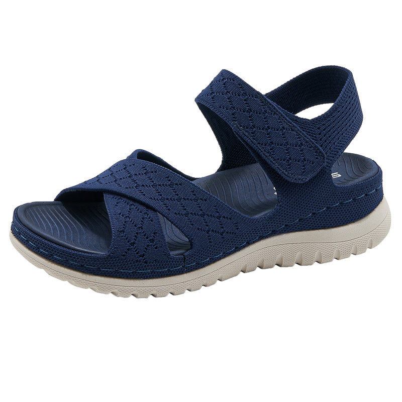 Cutout Platform Sandals for Women, Hook-and-Loop Orthopedic Walking Slides