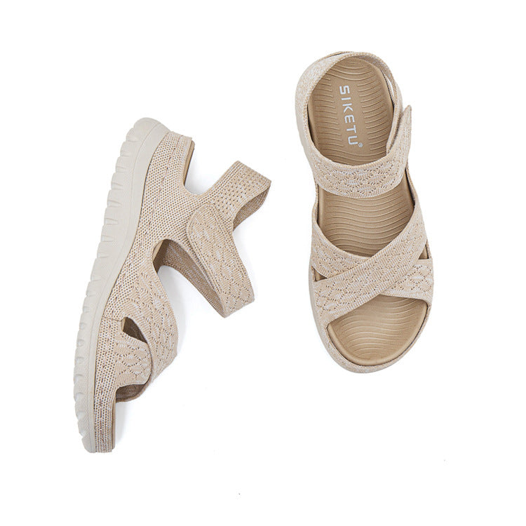 Cutout Platform Sandals for Women, Hook-and-Loop Orthopedic Walking Slides