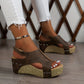 Studded Platform Wedge Sandals for Women - Peep Toe Summer Shoes with Cushioned Footbed