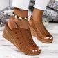 Walking Sandals for Women - Adjustable Strap Wedge with Cutout Design