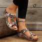 Slide Sandals for Women - Wedge Platform with Carved Cutout Design