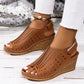 Walking Sandals for Women - Adjustable Strap Wedge with Cutout Design