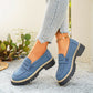 Women's Wide Width Chunky Heel Loafers - Slip-On Platform Flats