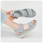 Platform Beach Sandals for Women, Cutout Hook-and-Loop Summer Slides
