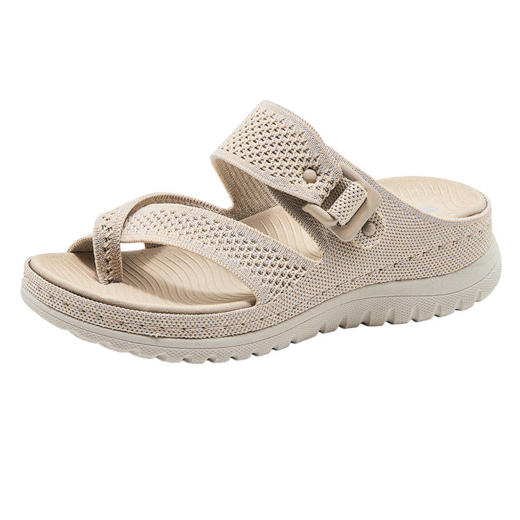 Sport Platform Sandals for Women, Ventilated Cutout Summer Walking Slides