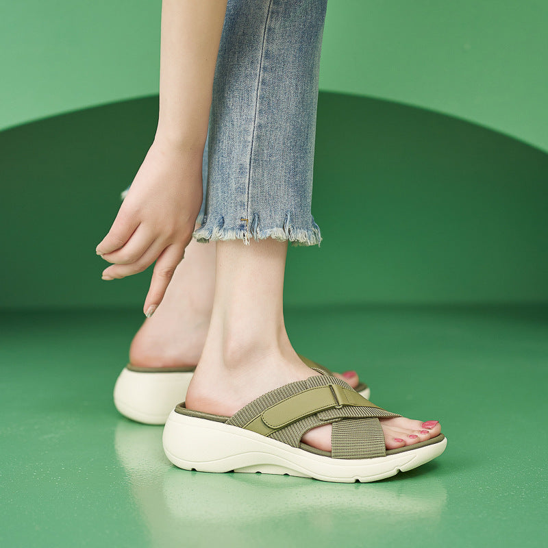 Walking Sandals for Women, Thick-Soled Velcro Sport Comfort Slides